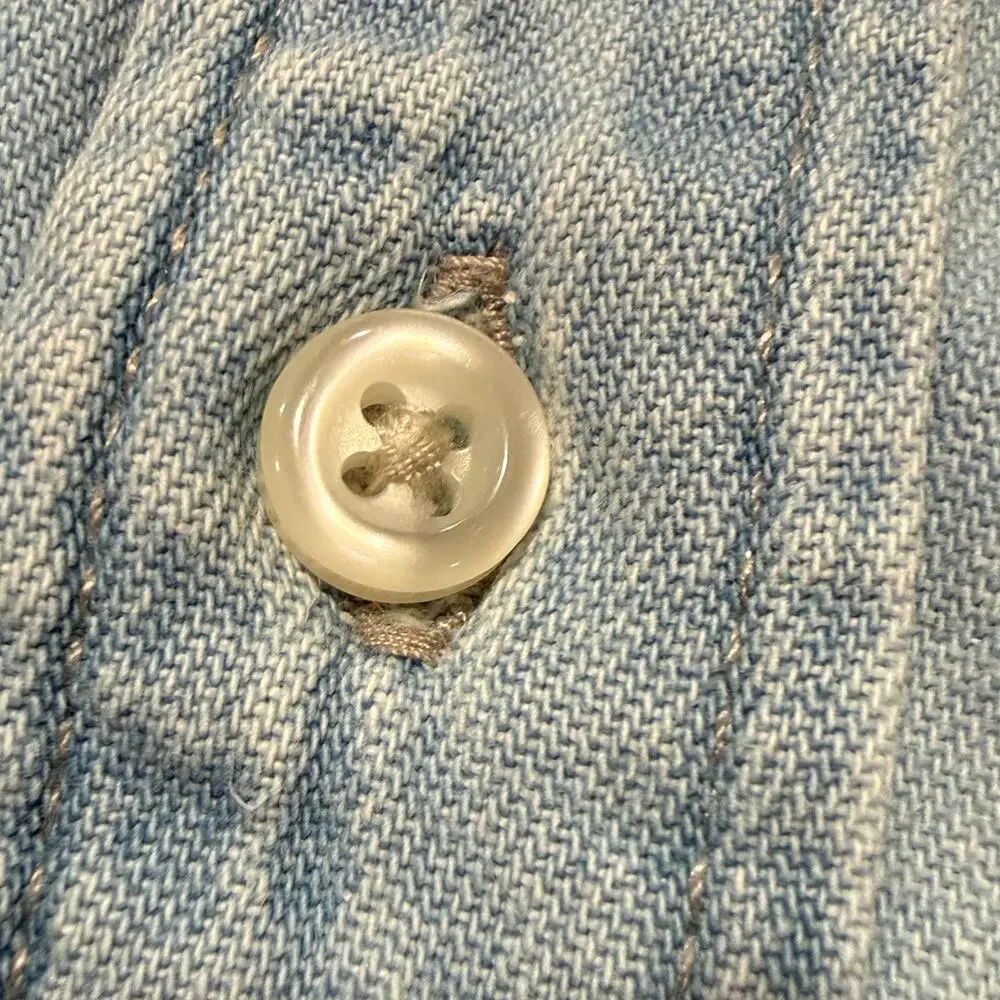 Zara Denim Button Up Long Sleeve Shirt Men Large Light Blue Cotton Casual Preppy